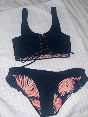 Maaji Reversible Lace Up Bikini Top with matching bottoms